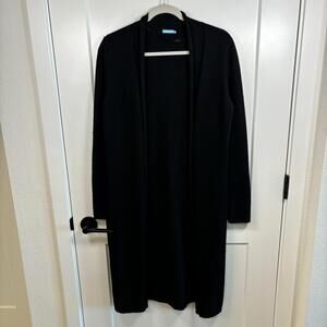 J McLaughlin Cardigan Sweater Womens M Black 100% Cashmere Duster Long Line EUC